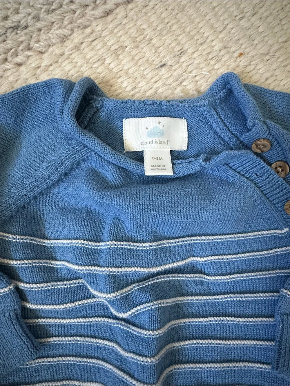 cloud island Blue & White Striped Knit Sweater & Shorts Set